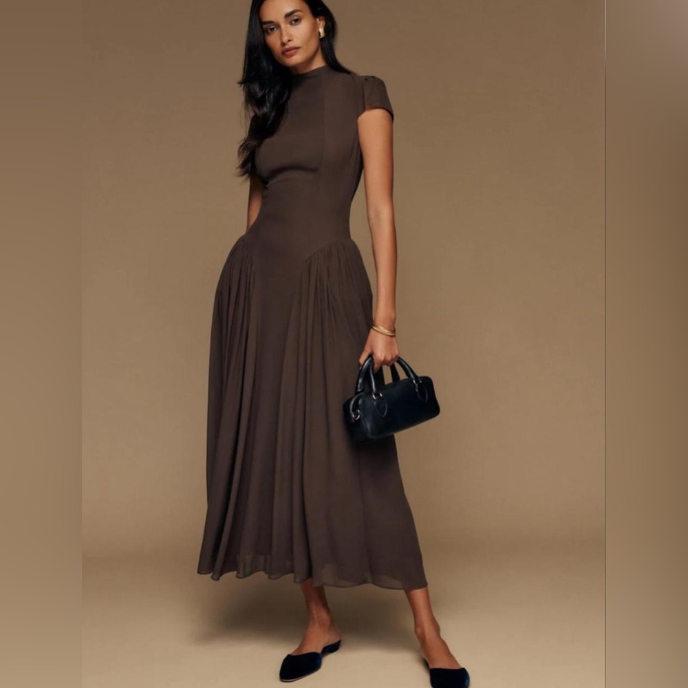 Reformation Maven Dress in Mole